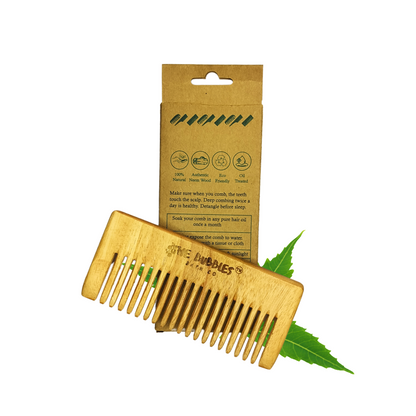 Oil Treated Neem Bamboo Shampoo Comb – Gentle, Sustainable Care!