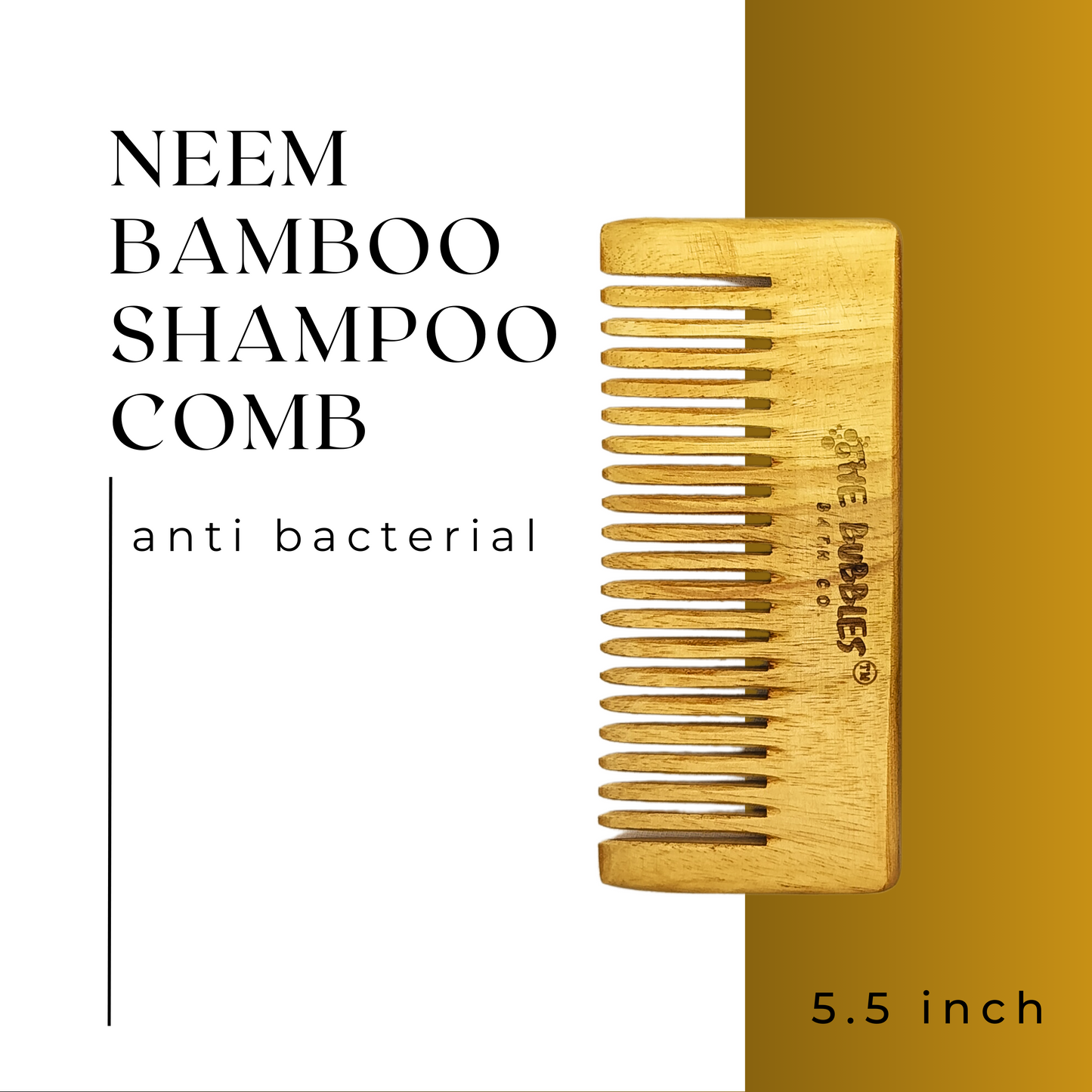 Oil Treated Neem Bamboo Shampoo Comb – Gentle, Sustainable Care!