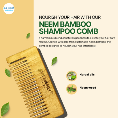 Oil Treated Neem Bamboo Shampoo Comb – Gentle, Sustainable Care!